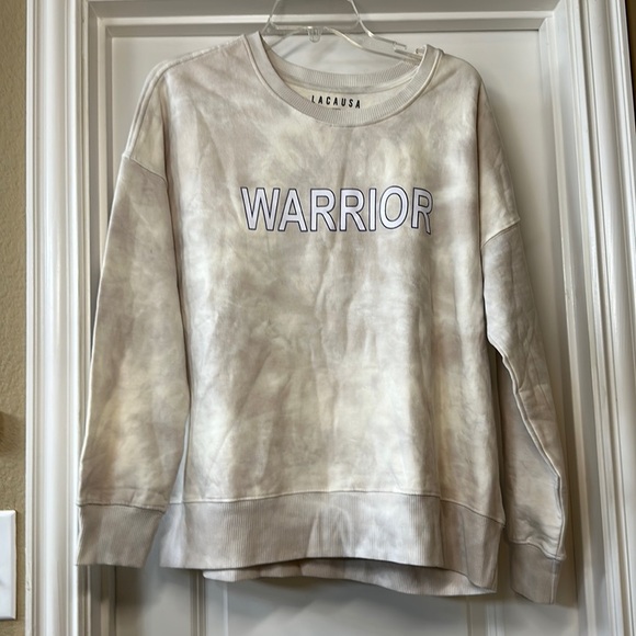 Anthropologie LACAUSA,‎ Gray/Brown/Cream, Medium sweatshirt, WARRIOR, NWT - Picture 1 of 7